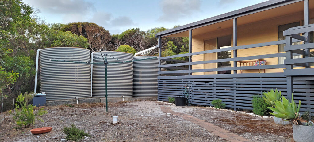 Cisterns attached to a house in Vivonne Bay, Kangaroo Island