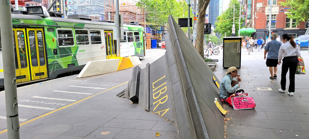 Interesting sculpture outside the state library in Melbourne.