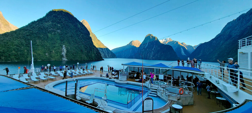 Milford Sound from the deck of the ms Noordam