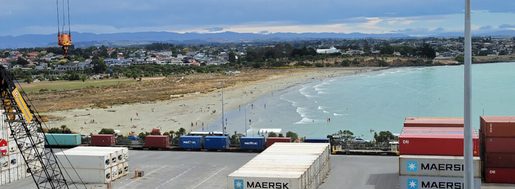 View of Caroline Bay Beach from Across the Port of Timaru