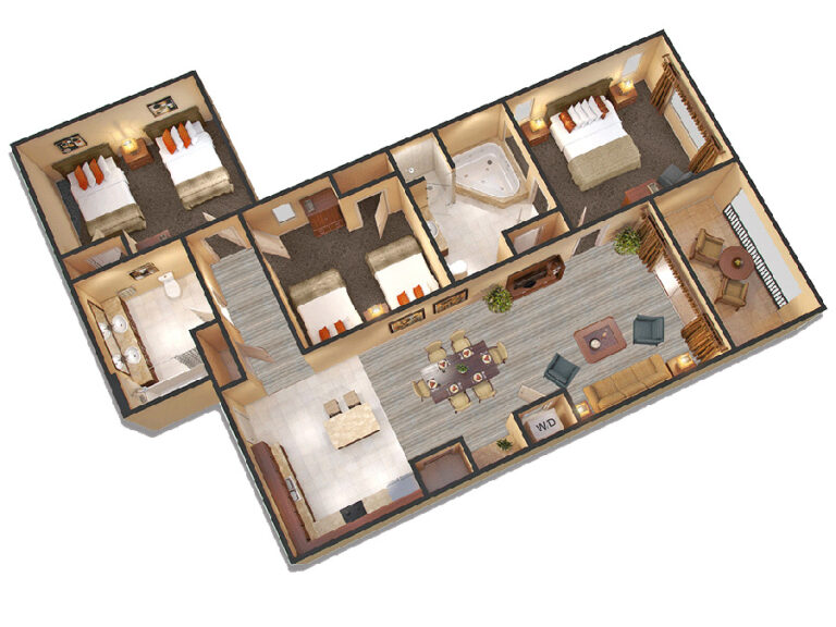 3 bedroom floorplan for Floridays Resort Orlando