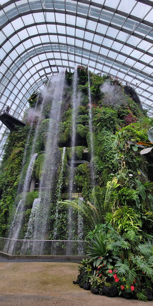 Giant waterfall inside the Cloud Forest, Gardens by the Bay, Singapore