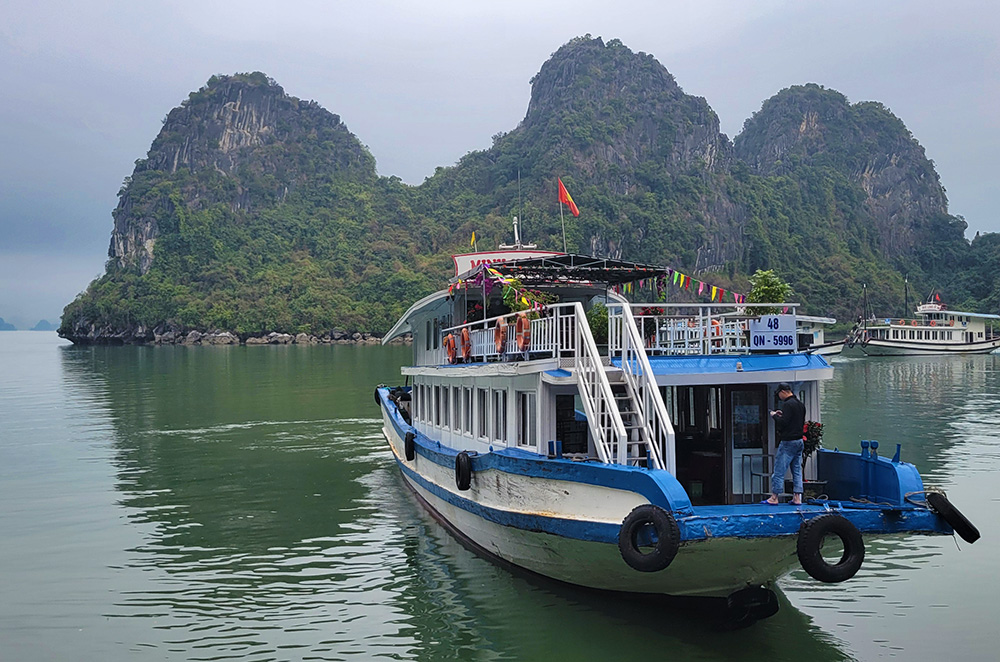 The back of a tour boat in Ha Long Bay