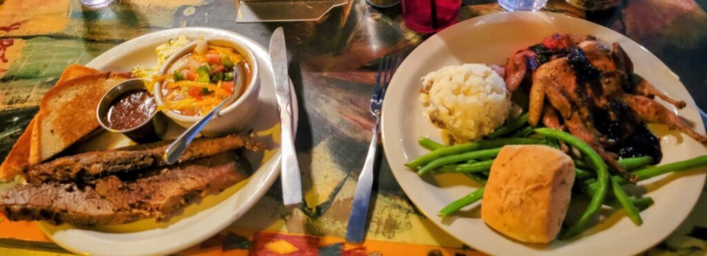 2 plates of food nicely presented.