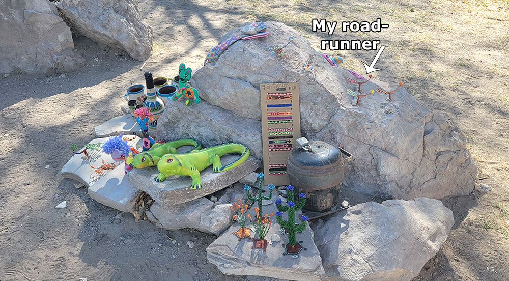 Tschotchkes on a rock